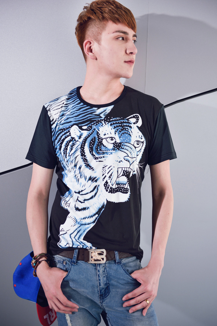 2015新款男士短袖t恤衫圆领短t百搭男式短袖衫韩版修身男汗衫体恤