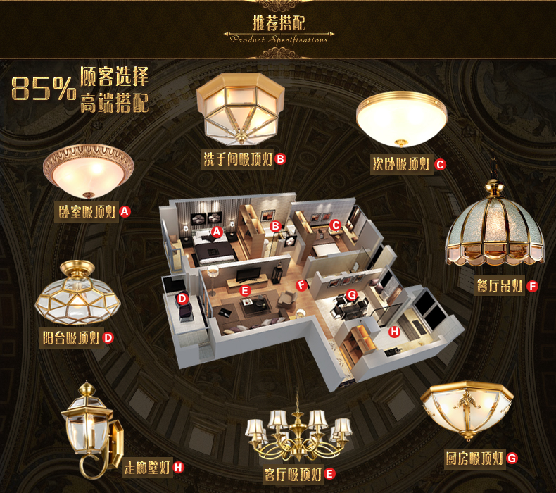 吸顶灯 led中式吸顶灯 欧式吸顶灯过道灯卧室灯走廊灯温馨灯具