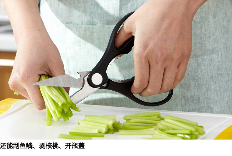 
                                        德世朗优质不锈钢多功能厨房剪刀开瓶盖去鱼鳞剪刀 FS005                