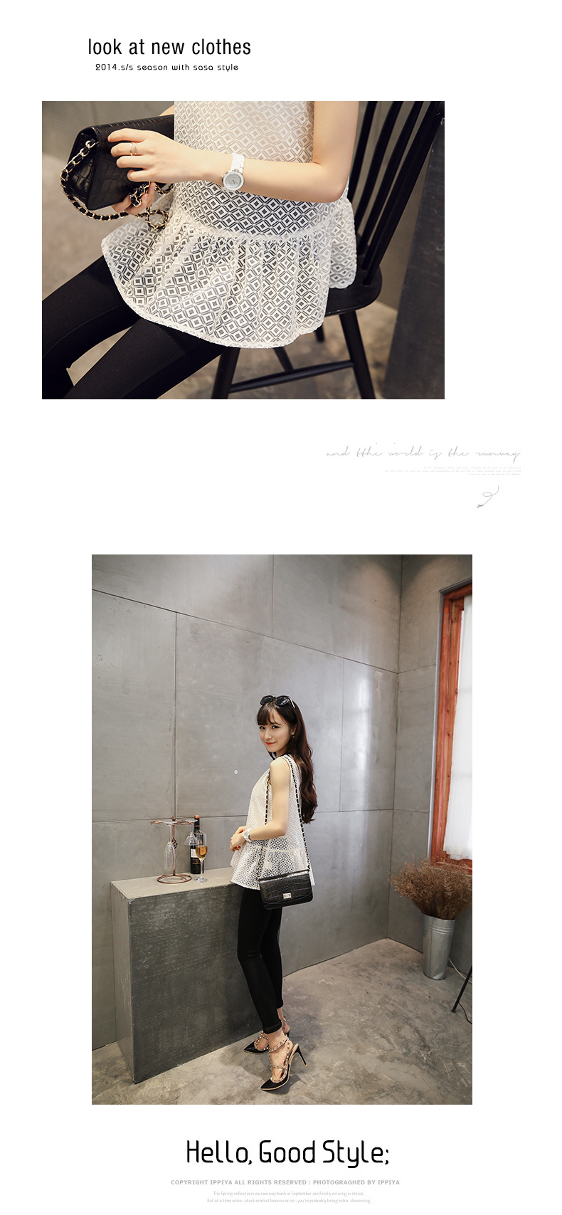 然初2015春夏装新款女装韩版修身圆领衬衫刺绣无袖蕾丝衫  C912 白色 S-参照尺码表数据选择