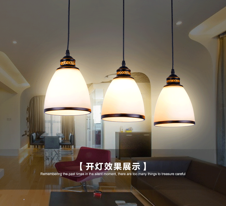 梦晗 现代简约创意时尚餐厅客厅酒吧吧台三头LED餐吊灯5309 5309-1(单头)