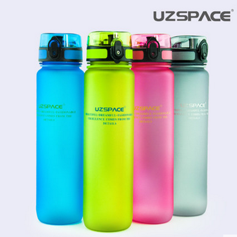 Uzspace优之磨砂进口塑料 水杯创意大容量太空杯户外运动水壶瓶防漏便携1000ml 蓝色