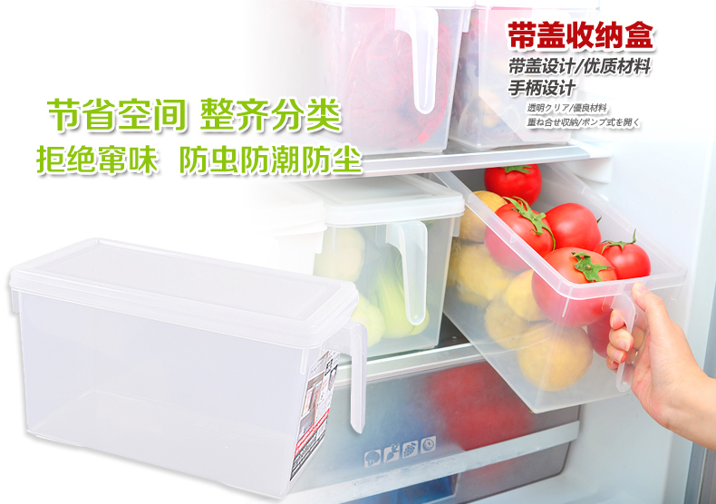 
                                                                                日本进口不動技研fudogiken冰箱保鲜盒食品收纳盒带手柄收储物盒                