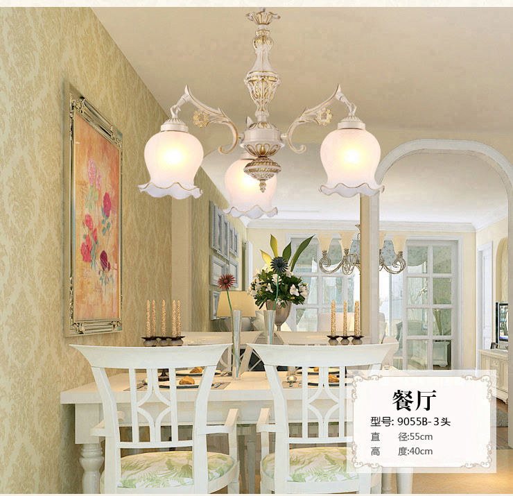 蒙特丽 客餐厅吊灯9055B-9头 欧式田园仿云石灯具 花朵(B)