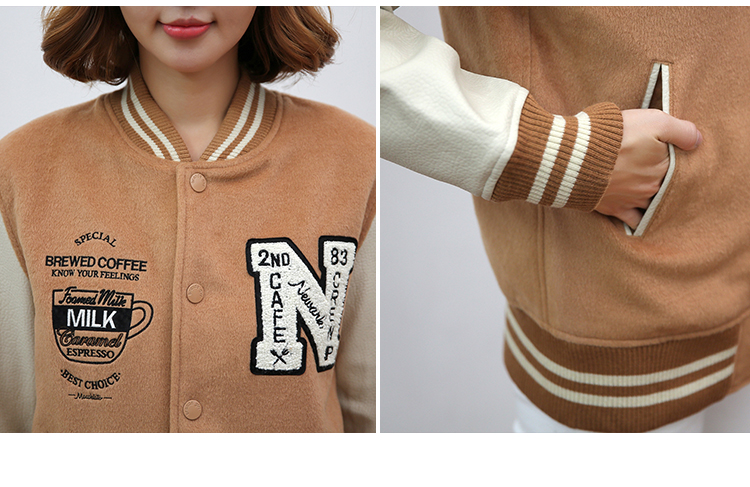 莎木之城 2015秋装新款撞色拼接休闲宽松短款棒球服女外套 S9001 藏青色 M