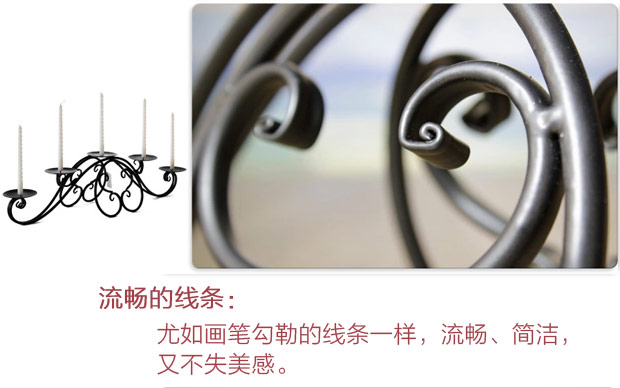 Snnei室内 欧式古典铁艺烛台 三/五头蜡台 烛光晚餐装饰摆件ZT-3 大号送2盒蜡烛