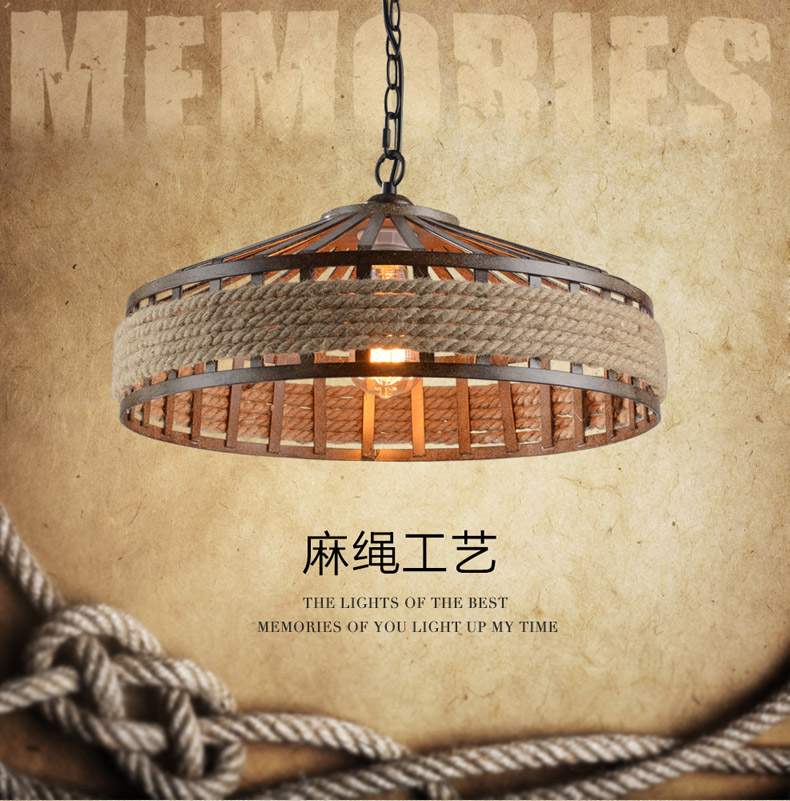 帕克丹顿 美式乡村工业餐厅酒吧漫咖啡厅吊灯复古创意客厅书房卧室灯田园简约麻绳吊灯