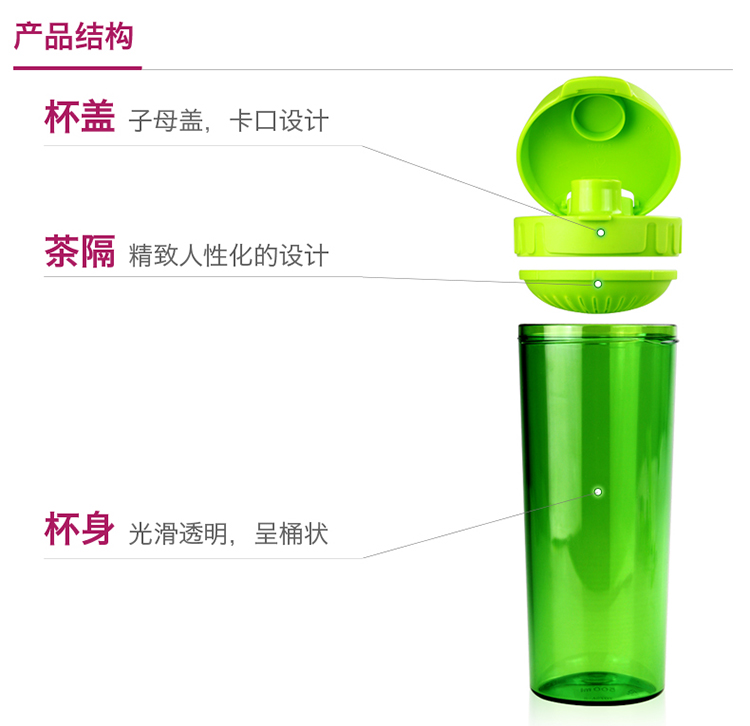 特百惠水杯子塑料水杯家庭组合套装 纯净蓝+雏菊紫+野莓紫