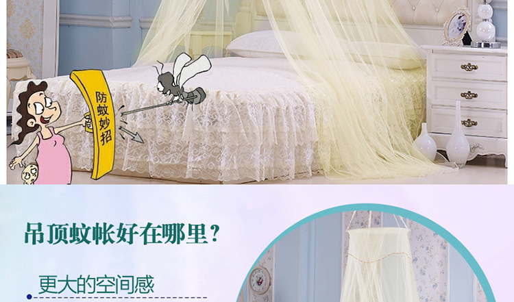 
                                        摩天轮家纺宫廷式圆顶吊顶蚊帐免安装蚊帐1 8米床1 5米床通用 花好月圆-白色 通用尺寸                