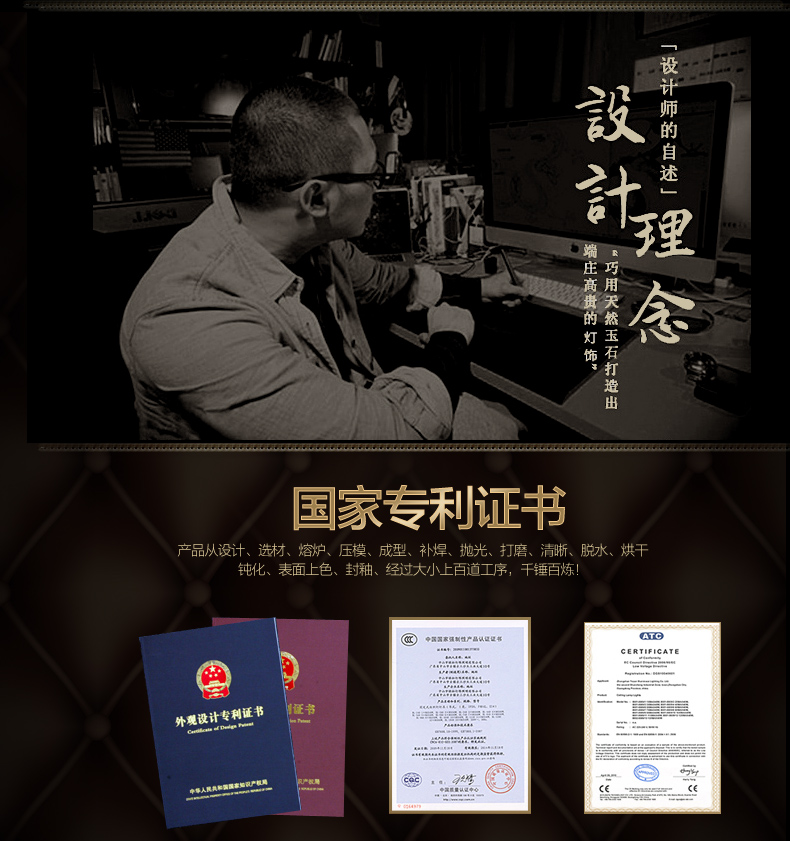 创琪 新美式吊灯欧式现代客厅灯卧室餐厅铜铁艺灯具 6头配LED光源(暖光)