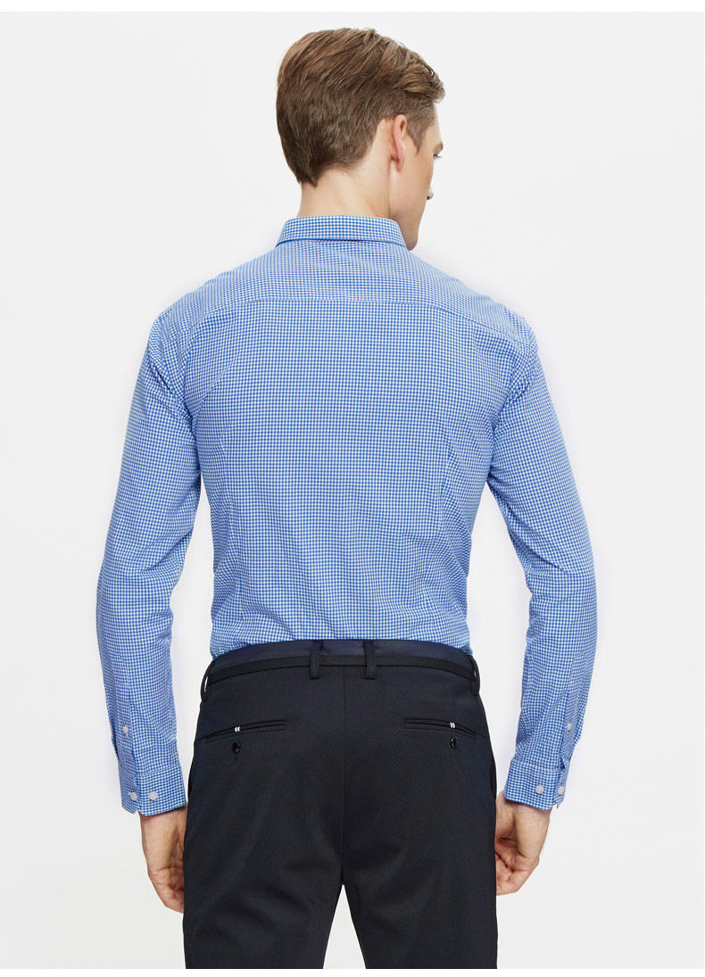 虎豹2017春季衬衫男长袖修身韩版青年纯棉格子衬衣男士休闲衬衫男 格