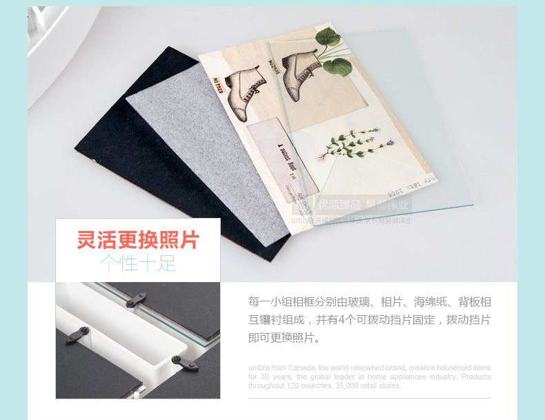 
                                                            加拿大Umbra 创意圆月相框挂墙照片框 复古中式6寸相框 全家福墙饰 白色660                