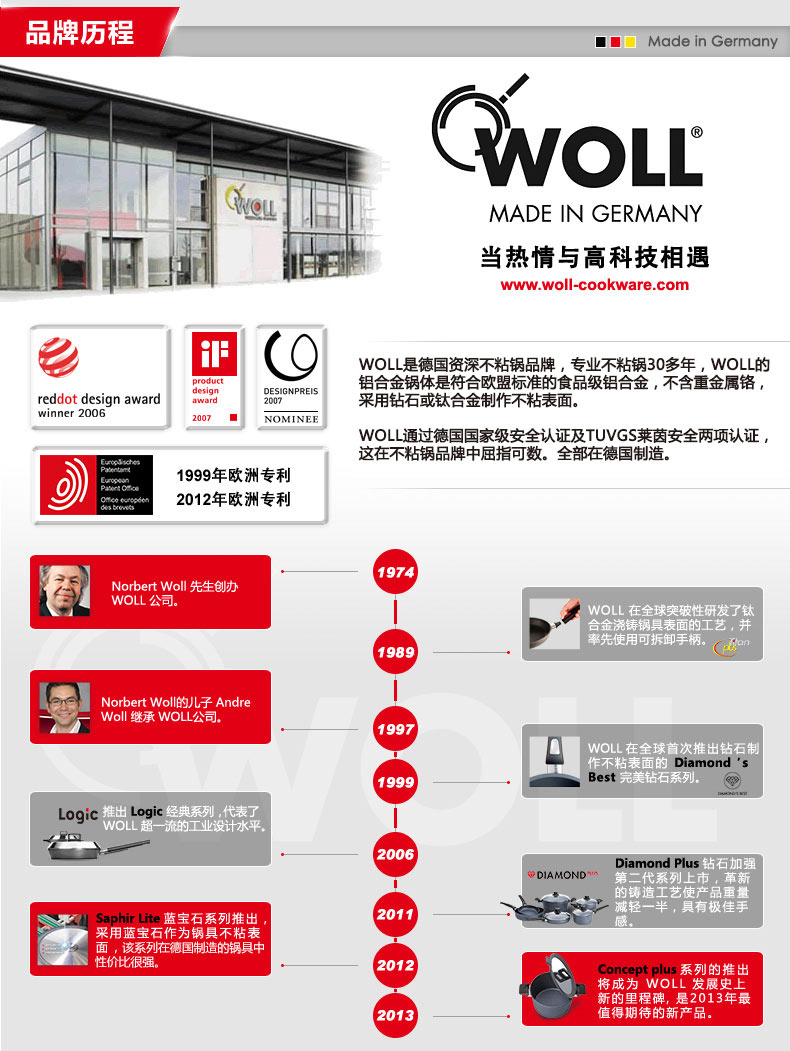 德国Woll不锈钢24cm浅汤锅 五层复合一体成型 加厚汤锅