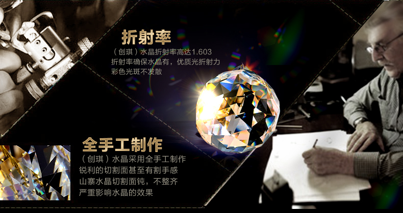 创琪 吊灯客厅灯美式简欧现代卧室书房餐厅仿铜铁艺灯具 8头配LED光源(暖光)
