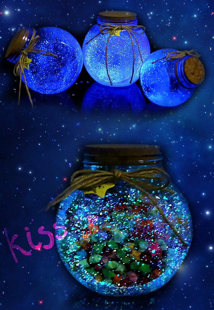 倾沫夜光许愿瓶荧光星空瓶玻璃瓶幸运星瓶星星瓶发光瓶生日礼物小号可