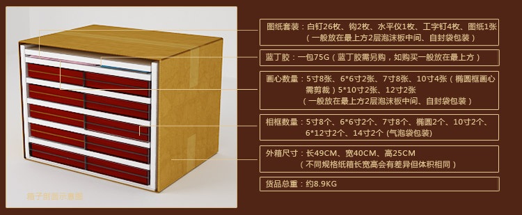 子轩IP165高端奢华款巴洛克精品实木相框创意照片墙/相框墙 胡白两色+斯凯画心