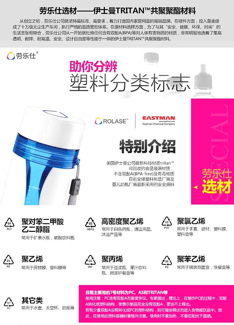 劳乐仕 男女士商务便携随手杯 耐摔塑料运动泡茶水杯 海洋蓝500ml