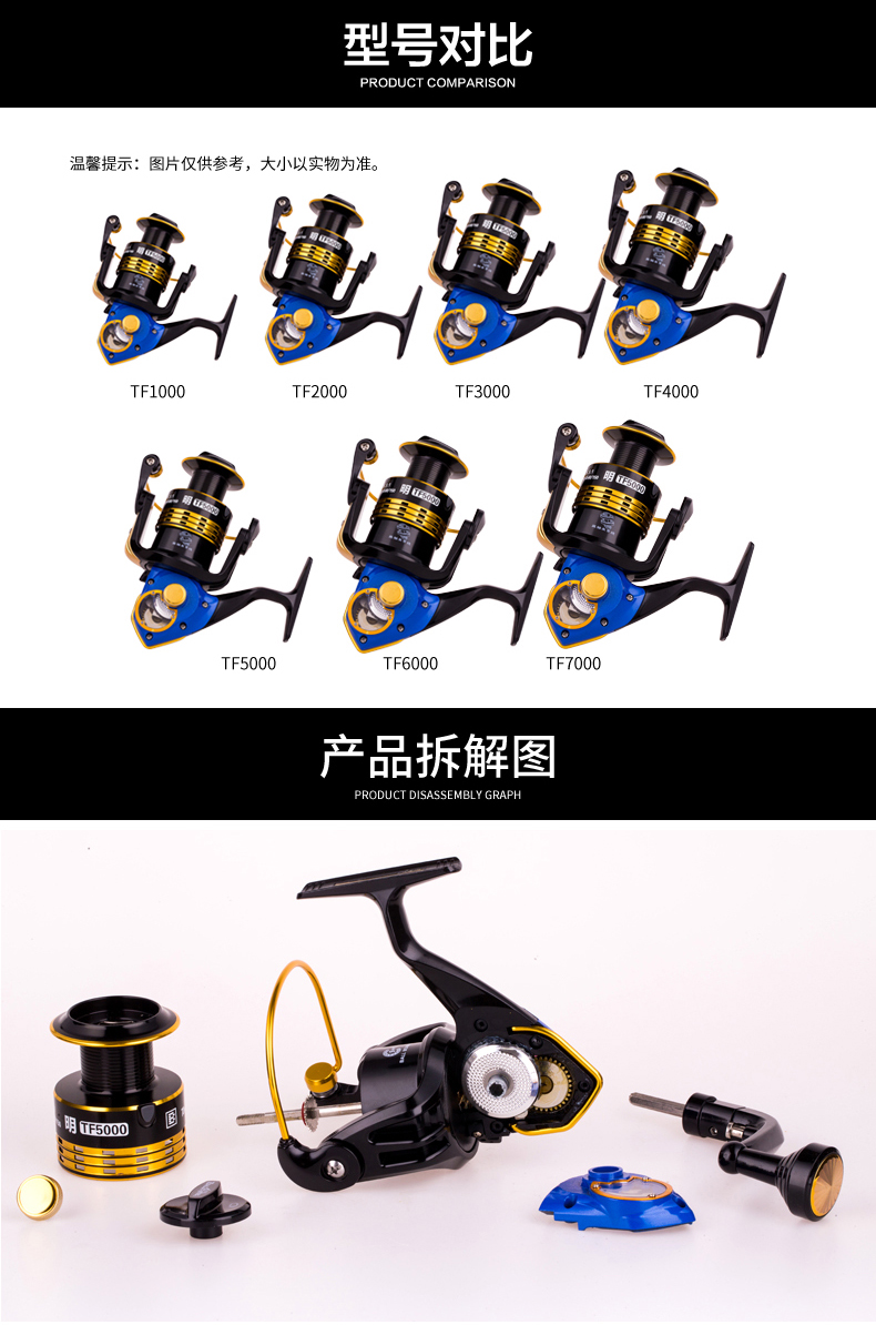 鱼线轮纺车轮海竿轮矶竿路亚轮鱼轮纺车轮渔轮 1000型号【图片 价格