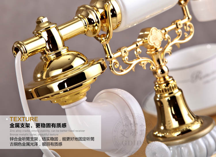 
                                        艾蒂斯 仿古电话机座机欧式电话机老式复古创意时尚 8615C按键款                