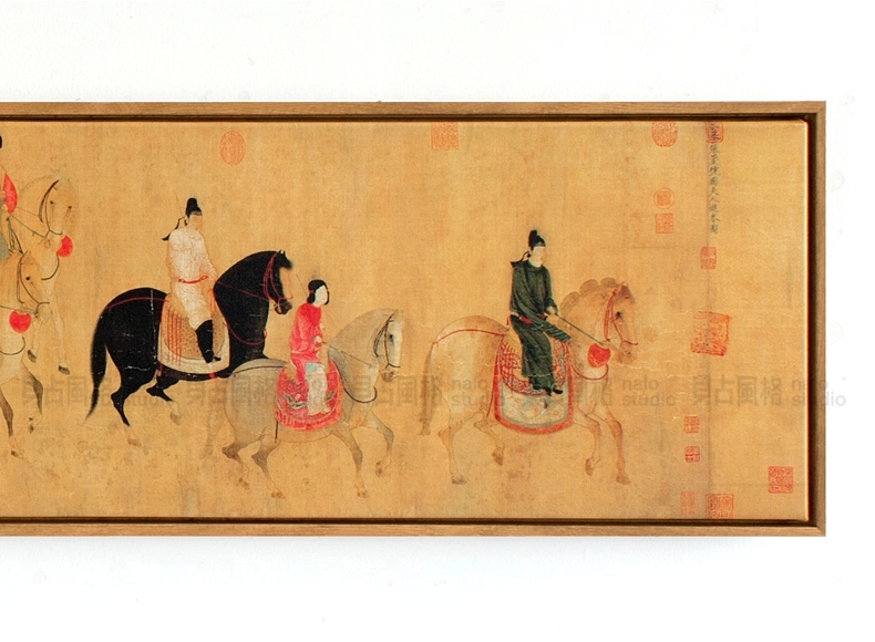 贝占风格 卧室装饰画壁画床头挂画现代新中式禅意墙画花卉有框画 花笙记  33*153