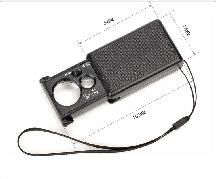 奥圣达抽拉式60倍放大镜带灯高清放大镜手持-古玩镜8572-5