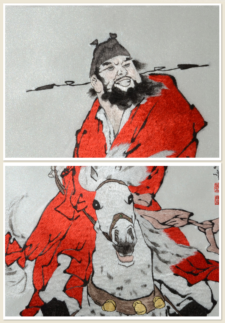 有福湘绣关公财神关羽忠义千秋张飞钟馗门神挂画办公室书房装饰画镇