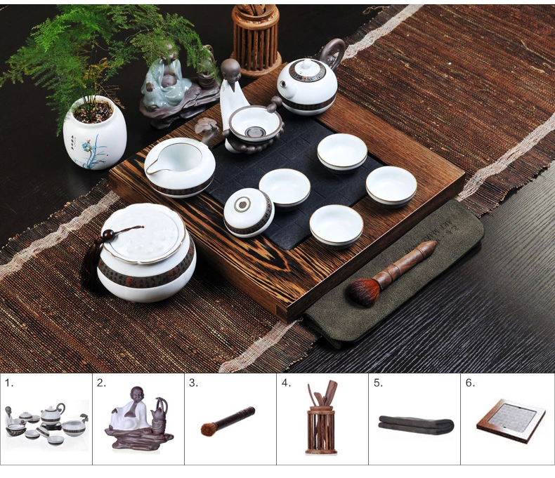 
                                        乐陶苑 哥窑茶叶罐陶瓷大号茶叶罐包装盒普洱茶醒茶叶罐无纺布密封茶叶桶特价 莲生罐.高风亮节(青)                