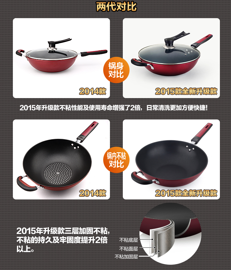 
                                        康怡乐（koyle） 炒锅不粘锅家用平底铁锅无油烟炒菜锅燃气煤气灶不沾锅具32cm送竹铲 燃气炉款不带盖                