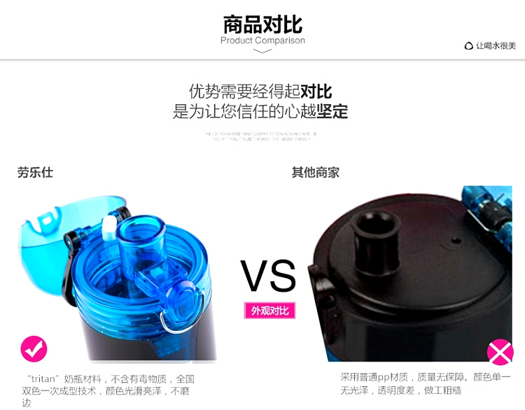 劳乐仕 时尚运动水壶带盖随手杯 创意塑料水杯便携 学生杯子防漏 海洋蓝500ml