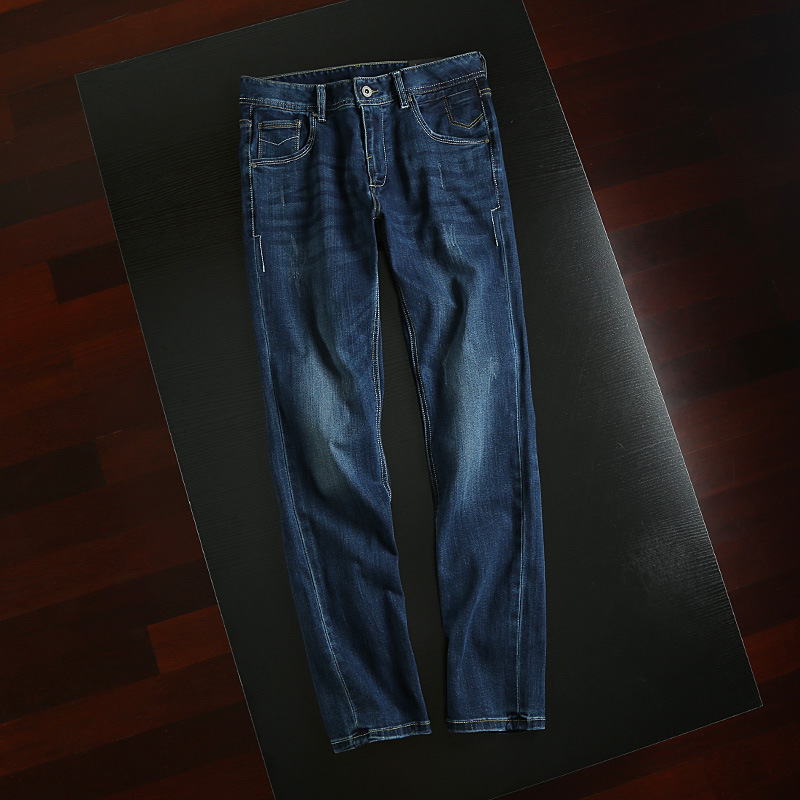 舒适版型国内剪标货男装男士时尚修身微弹莱卡牛仔裤 牛仔蓝 s_ 4折现