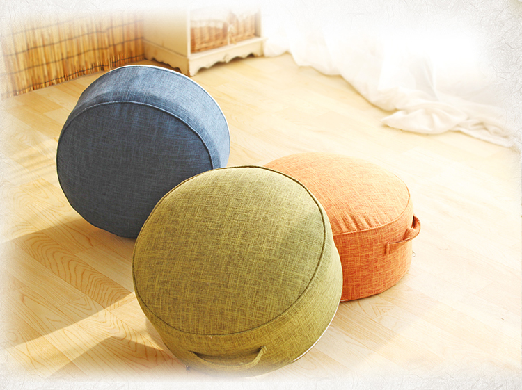 蒲团棉麻布艺加厚可拆洗坐垫 客厅换鞋凳 榻榻米茶几圆形小坐墩