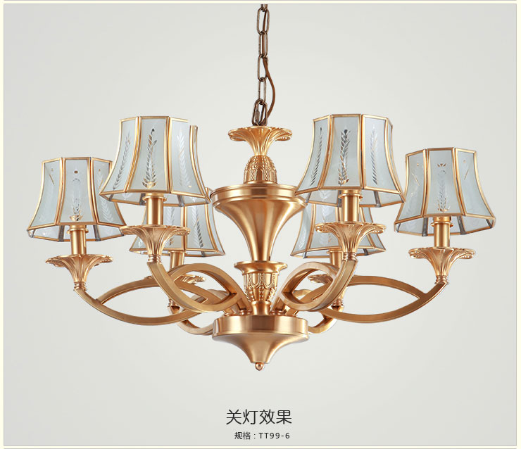 蒙特丽 客餐厅卧室吊灯TT99 美式乡村全铜灯具(B) 3头(66*40)cm