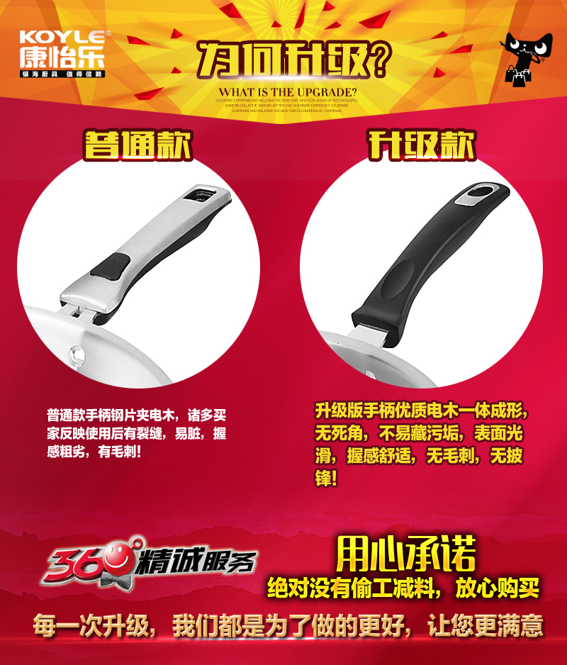 
                                        康怡乐（koyle） 康怡乐三层不锈钢炒锅无烟锅无涂层炒锅电磁炉通用锅具32cm 妈妈爱                