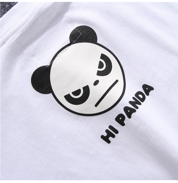 cccks 2016夏季潮牌熊猫印花短袖t恤 男女情侣装卡通休闲纯棉 白色 s