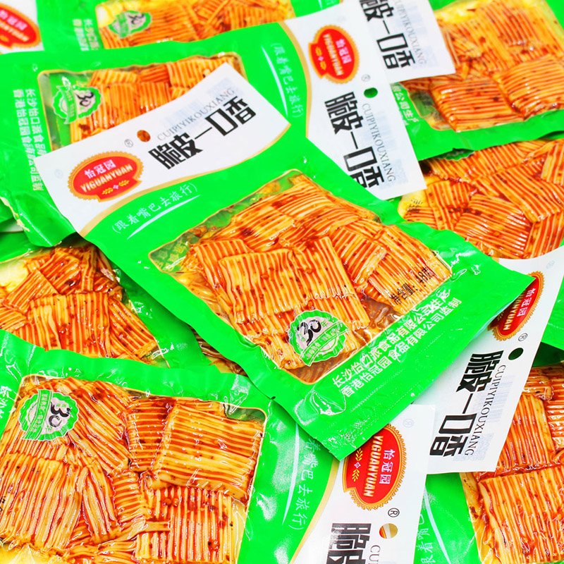 怡冠园 脆皮一口香42g*20包脆皮香干辣条辣片素牛百叶休闲小吃 一袋