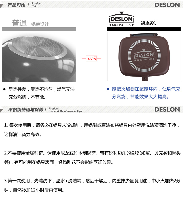 德世朗 陶晶不粘煎烤锅 双面气压锅 不粘饼铛 牛排锅 韩式烤肉盘DTJ-J505