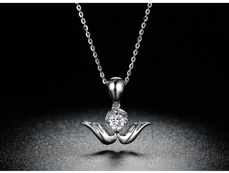 钻妍18k金项链女心形锁骨链au750定制白金玫瑰金新款简约套链生日礼物