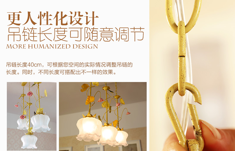 芊朵尚 餐厅灯具餐吊灯饭厅灯饰温馨田园创意楼梯 过道台灯三头小吊灯 桔色