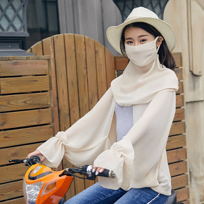 悠曼娅防晒手套女夏防紫外线开车骑车加大加长防晒袖套手臂套口罩两件