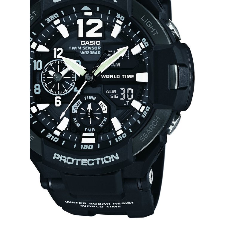 全球购卡西欧(casio)g-shock黑树脂带潜水运动石英男表 ga-1100-1adr