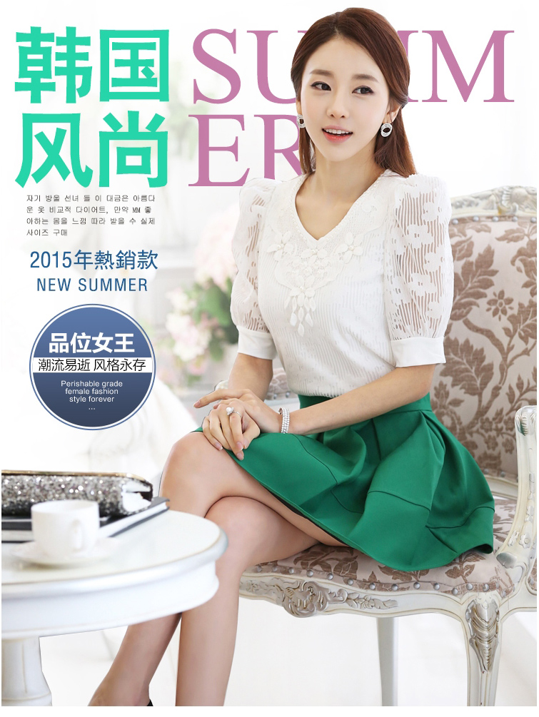 徽格儿 2016春夏装新款女装气质淑女漂亮棉蕾丝镂空短袖T恤打底衫韩版女 白色 S