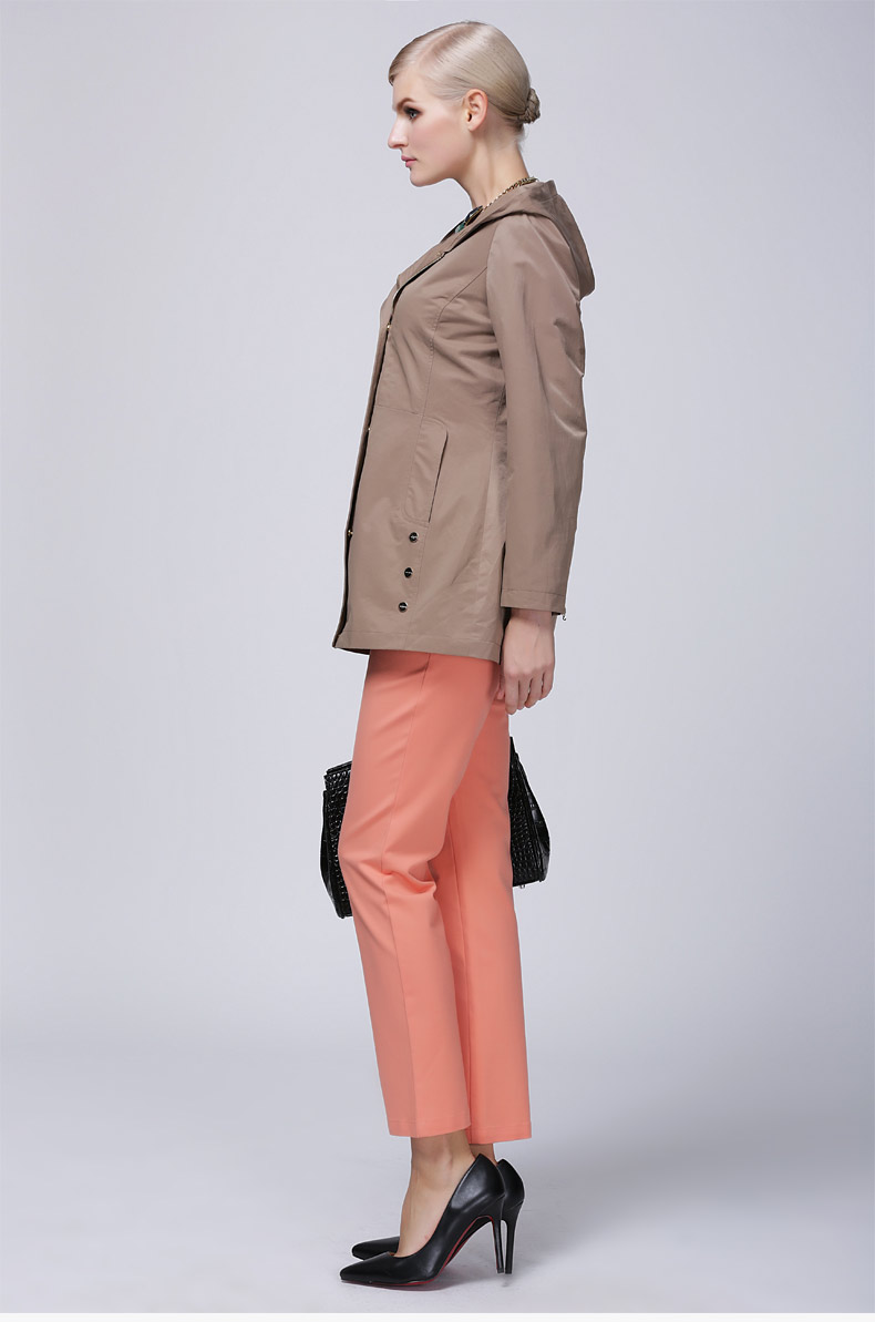 米兰登2015春装中老年女装妈妈装外套修身纯色薄款带帽ol通勤wg140008