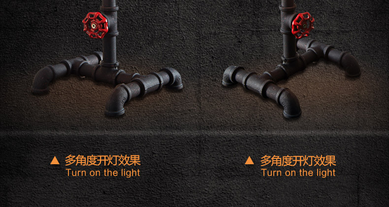 帕克丹顿  复古工业风爱迪生台灯  卧室书房酒吧咖啡厅个性创意水管铁艺台灯具