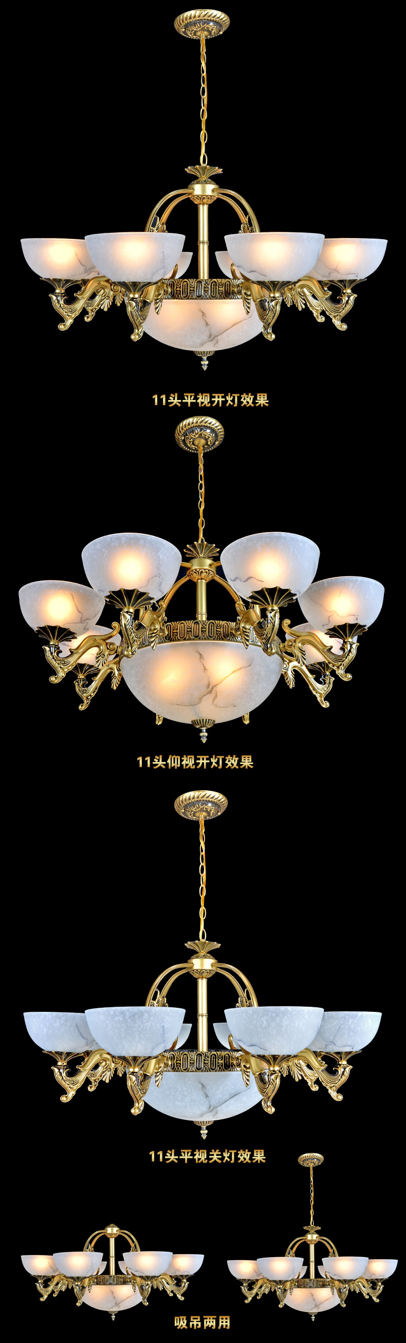 
                                        MX 经典款欧式吊灯 美式客厅吊灯 铁艺餐厅卧室吊灯具灯饰 3头 不带光源                