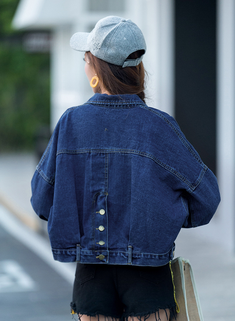 歌温莎短外套女春季新款蝙蝠袖牛仔外套女短款宽松bf风学生女装上衣