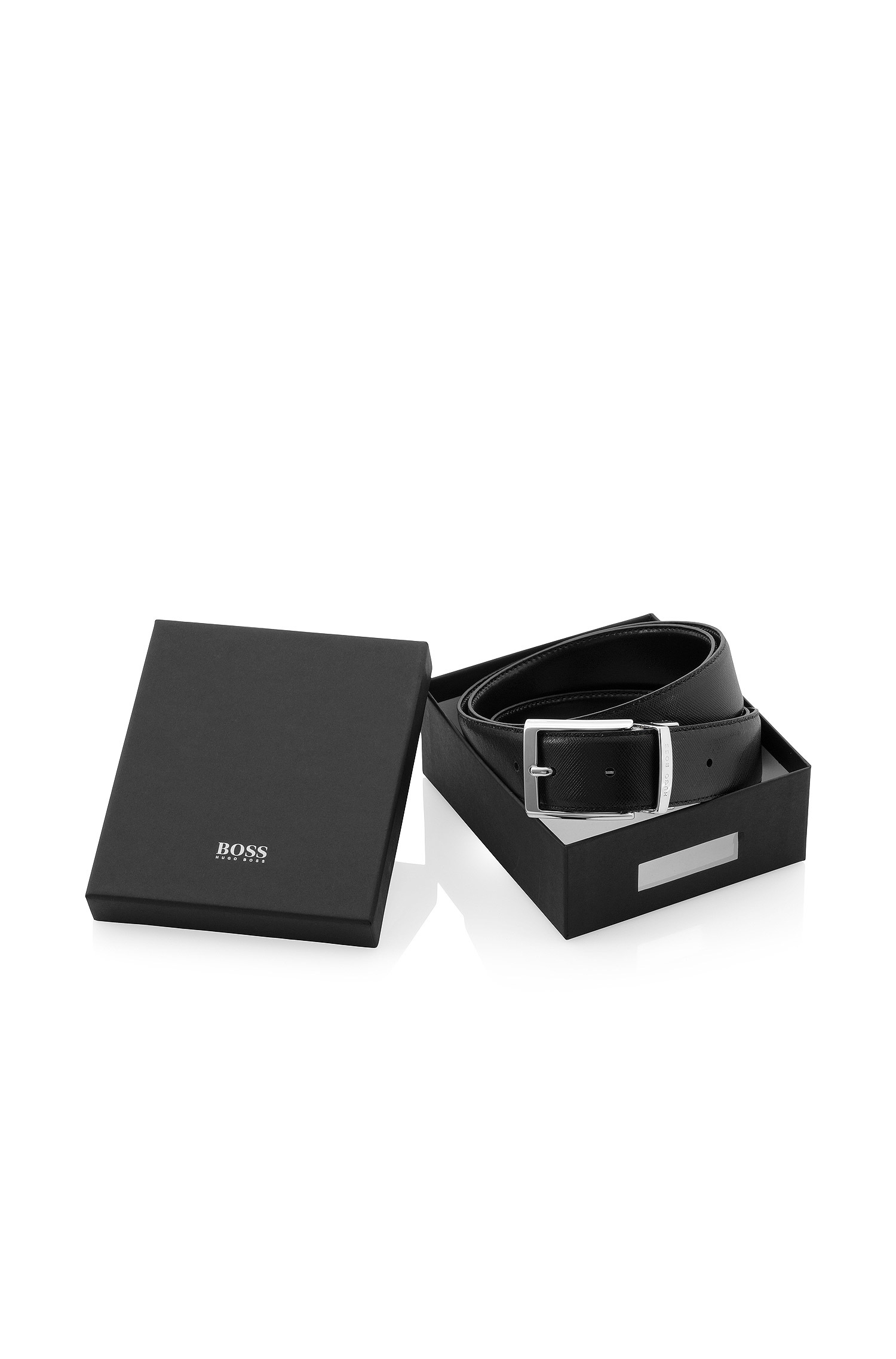 雨果博斯(hugo boss)男士腰带 真皮 针扣 黑色50248724