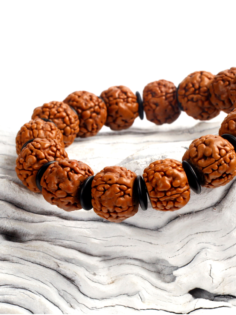 天然尼泊尔大金刚菩提子佛珠手链黄皮藏式爆肉脑纹肌肉纹大金刚手串