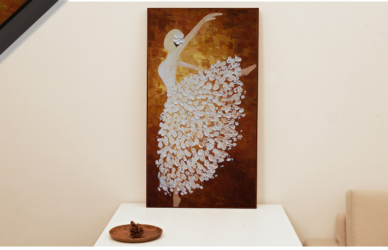 
                                        云图 创意玄关装饰画现代简约人物咖啡厅办公室客厅竖版挂画墙画 一副价 50*90(胡桃木框)                