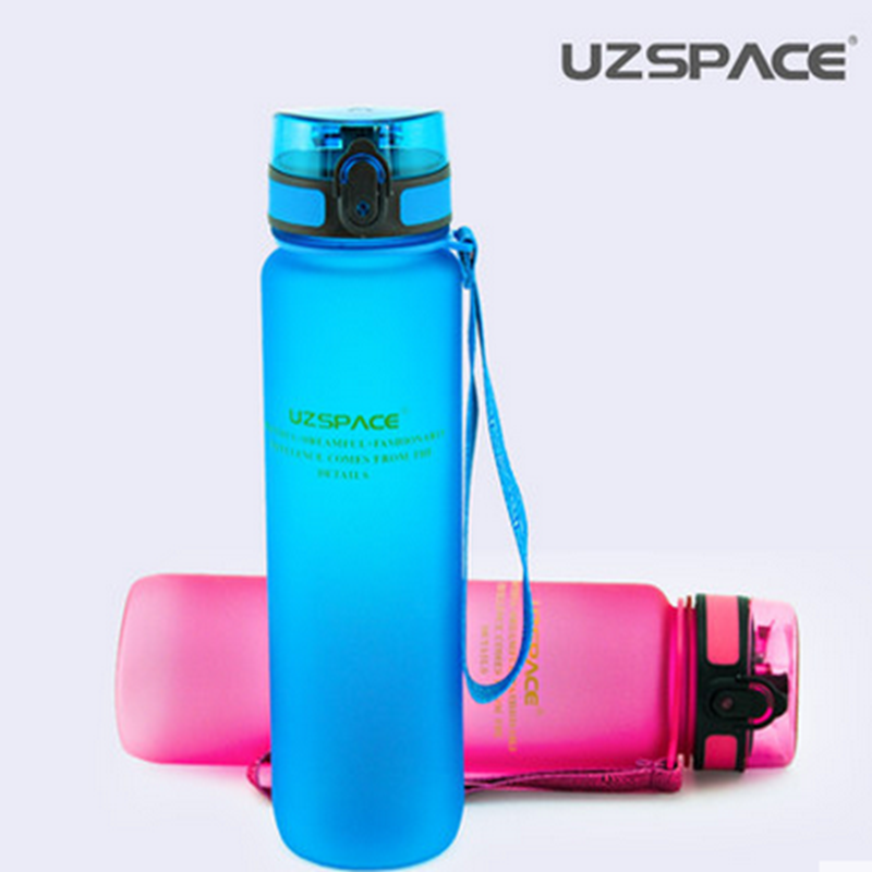 Uzspace优之磨砂进口塑料 水杯创意大容量太空杯户外运动水壶瓶防漏便携1000ml 蓝色