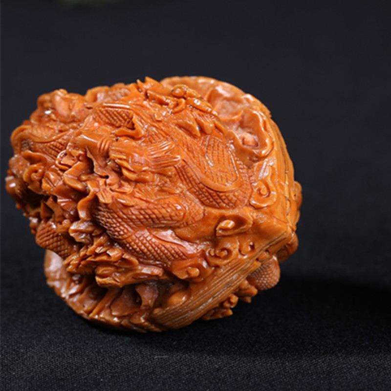 京兰天然文玩核桃手把件纯手工精刻九龙戏珠野生核桃狮子头男_ 8折